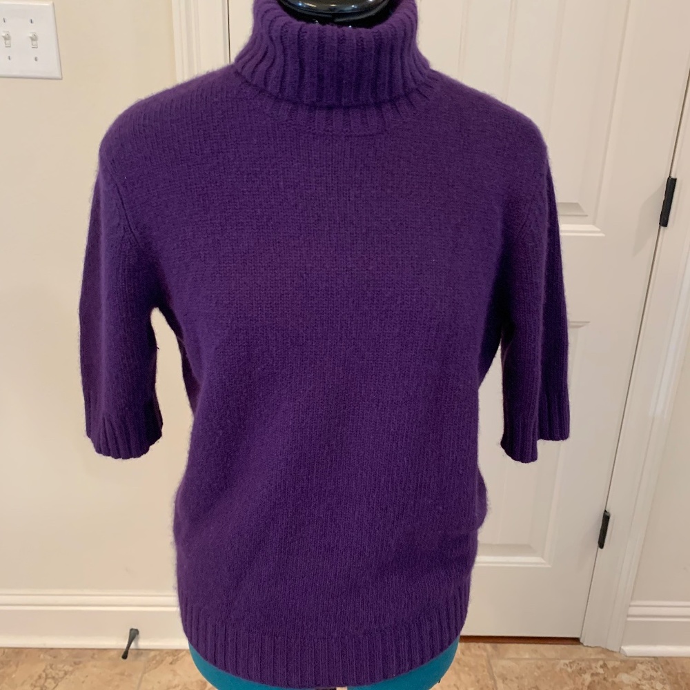Ralph Lauren 1/2 Sleeve Turtleneck Sweater in Grape Purple